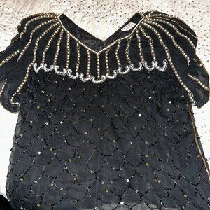 Short Sleeved Sequined Blouse